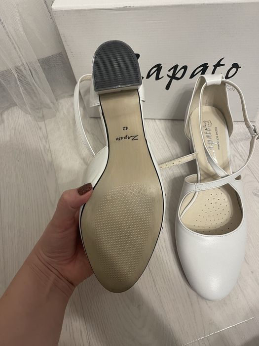 Buty białe ślubne Zapato skórzane