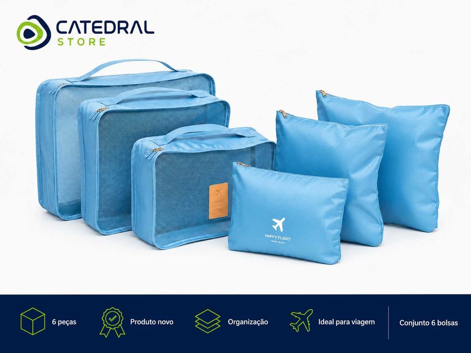 Conjunto 6 Bolsas Organizadoras para Mala de Viagem