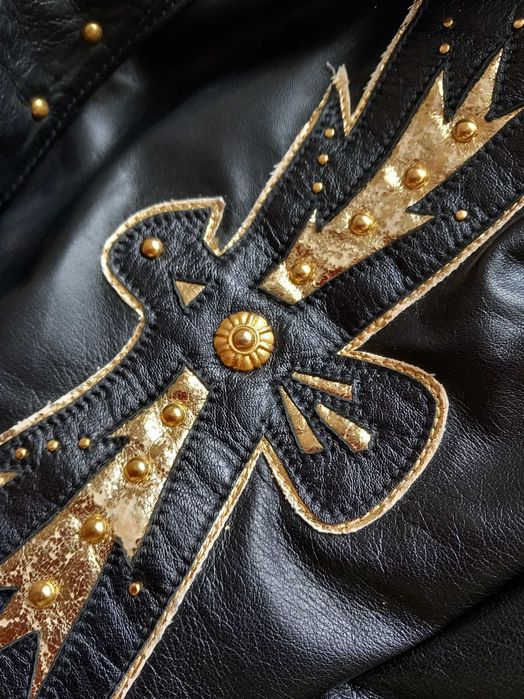 Skórzana czarna kurtka ramoneska skóra vintage