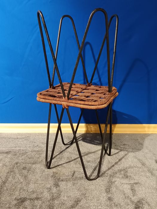 Taboret pleciony proj. W. Wołkowski, lata 60 PRL