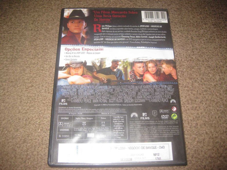 DVD "Stop-Loss: Negócio de Sangue" com Channing Tatum/Raro!