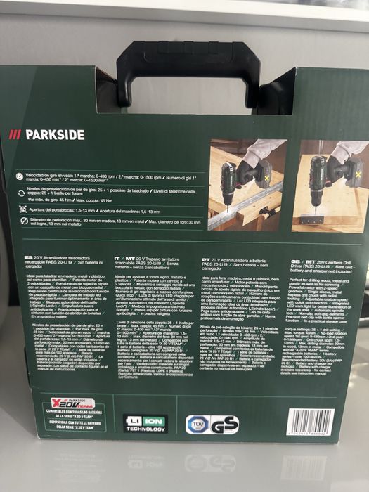Aparafusadora 20V sem fios PARKSIDE (NOVA)