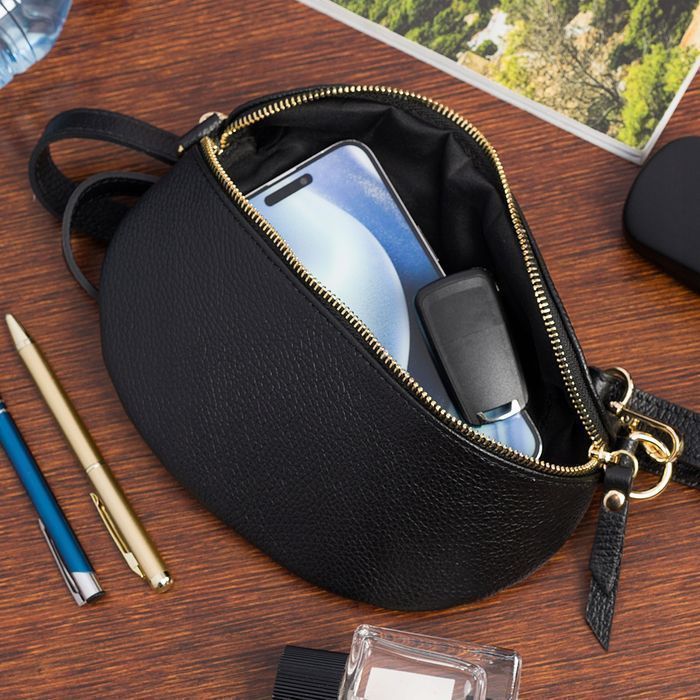 Damska Skórzana Włoska Saszetka Nerka na pasek regulowana pojemna