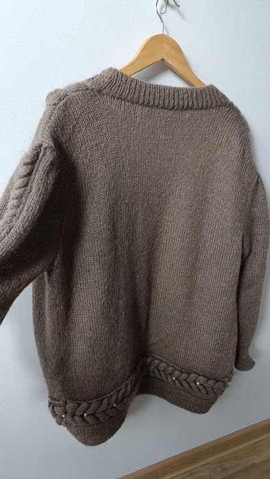Sweter damski kardigan elegancki moher ciepły mięsisty wełniany wełna