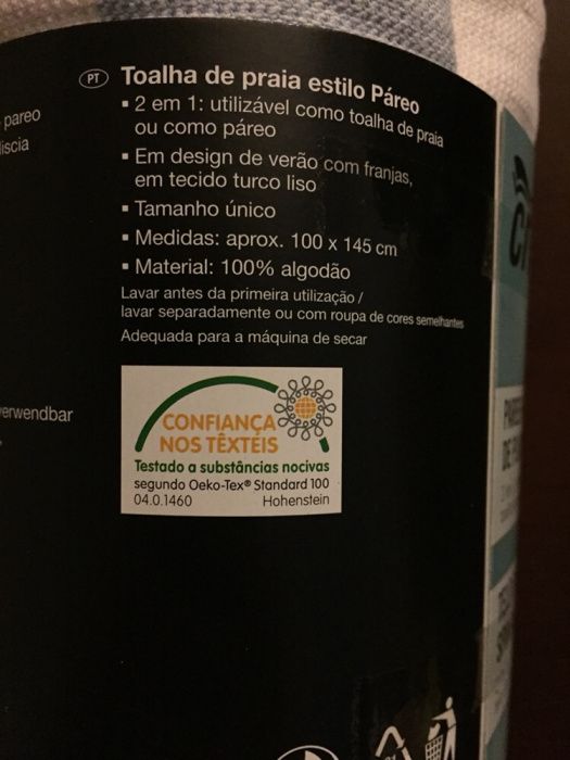 Selado! Toalha Páreo de Praia com Etiqueta