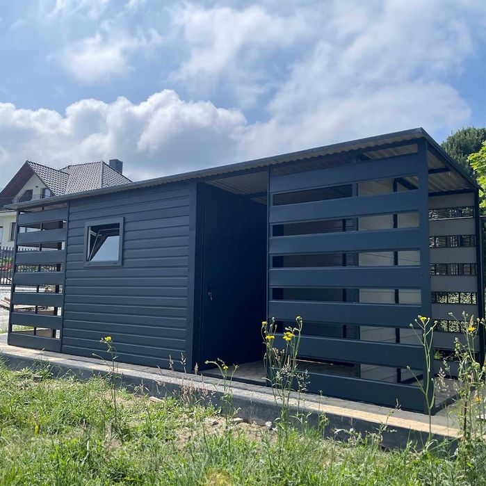 Domek ogrodowy 6,5×2 m Okno Drzwi–ciemny grafit matowy