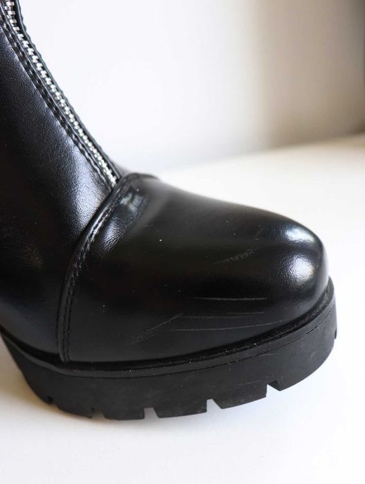 whimsy wysokie botki witchy buty czarne eko skóra alt emo goth punk cyber metal koturny obcasy boots
