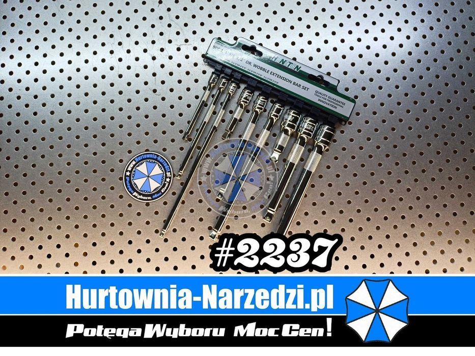 Przedłużki uchylne Zestaw przedłużek uchylnych 1/4" 3/8" 1/2'' 9-el. Cr-V przedłużki HONITON H4309