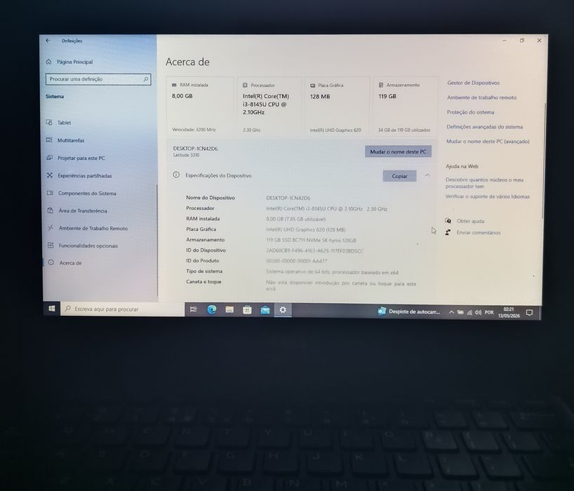 Notebook Dell latitude 3310