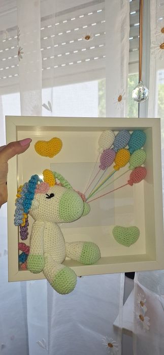 Moldura com unicórnio  amigurumi