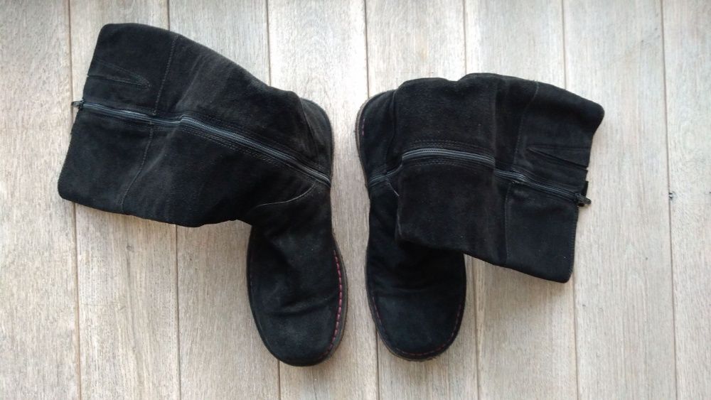 Kozaki skóra zamsz czarne CLARKS 38 szyte