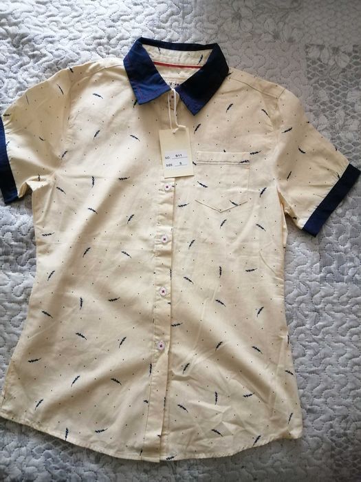 Bluzka koszula damska z krótkim rękawem Elegancka z kołnierzykiem s/36