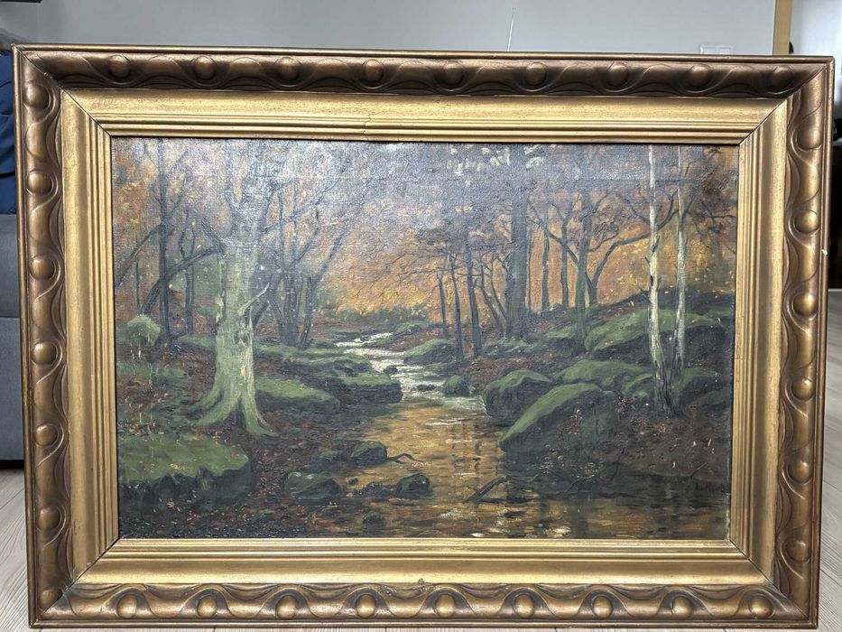 Obraz olejny "Herbst im Walde" 73x48 A.V.Hauk
