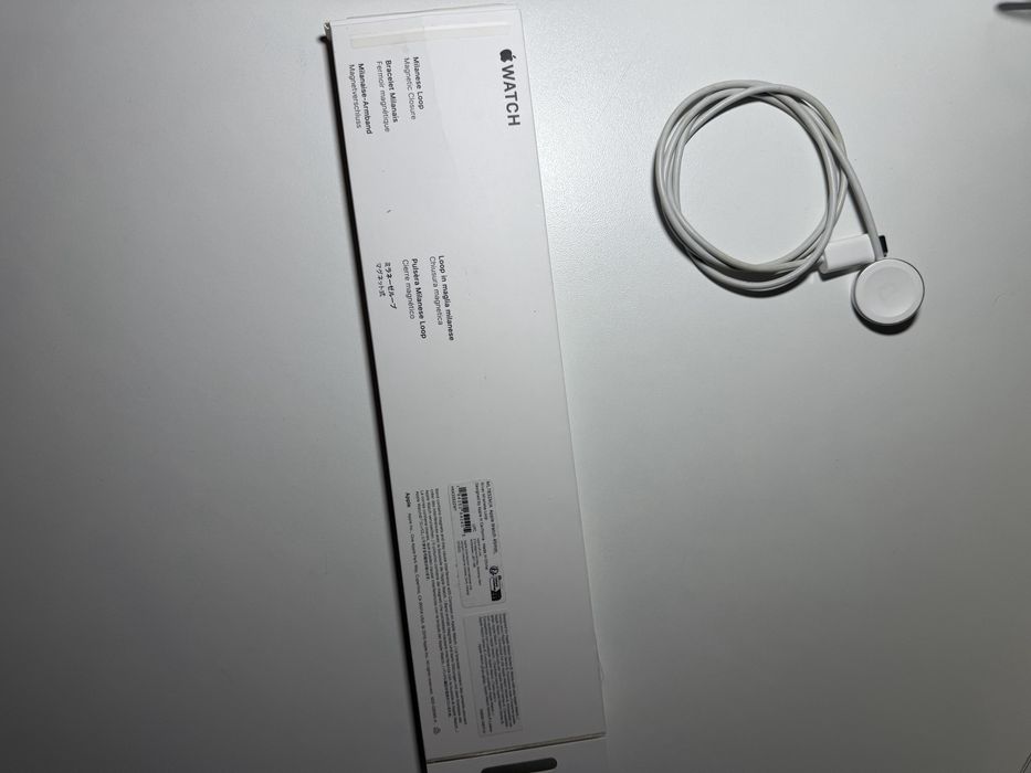 Pasek Apple Watch 45mm Milanese Loop Srebrny Oryginał + Ładowarka