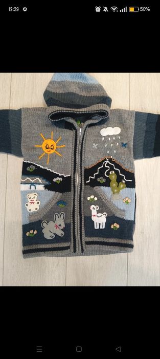 Sweter dziecięcy akrylowy szary rozm na 8 lat