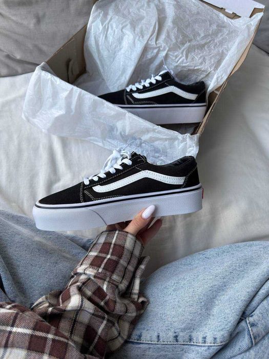 Кеди Vans Old Skool Classic Black White (36-45) — стильні чоловічі та жіночі Ванс Олд Скул, чорно-білі, замша