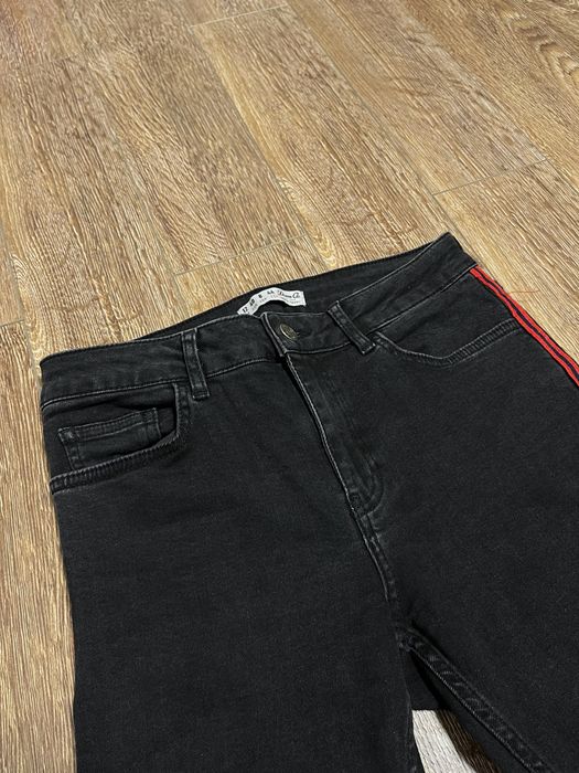 Джинси чорні скіні з лампасами