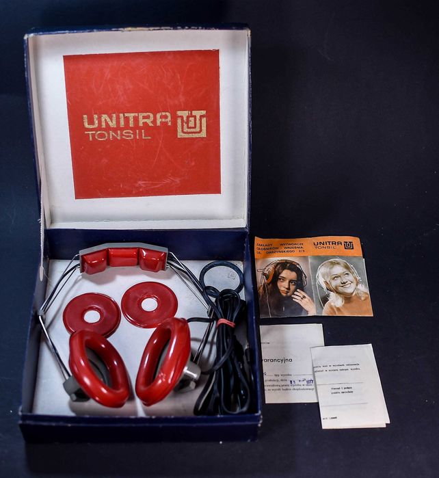 PRL # Słuchawki UNITRA SN50 Czerwone + Pudełko Papiery