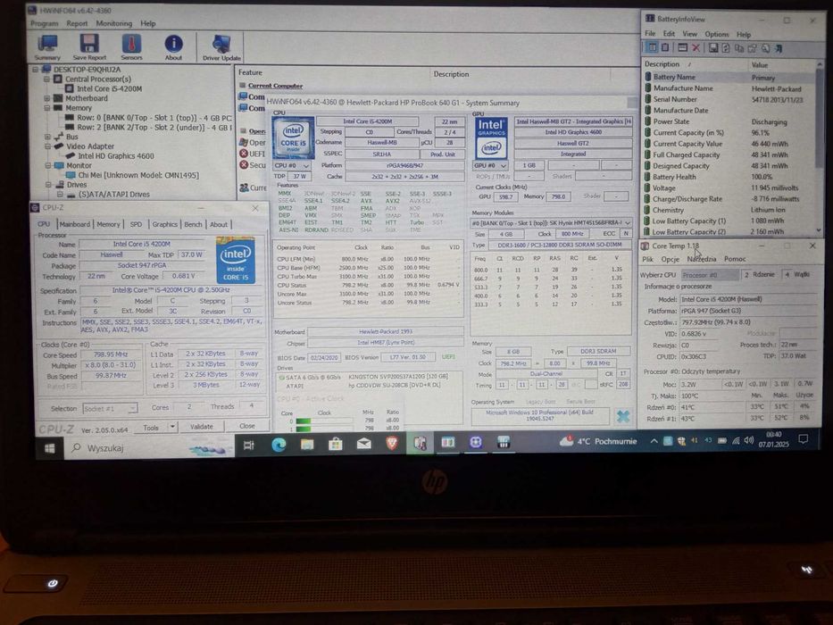 Laptop HP ProBook 640 G1 14" Intel Core i5 8GB bateria Win10