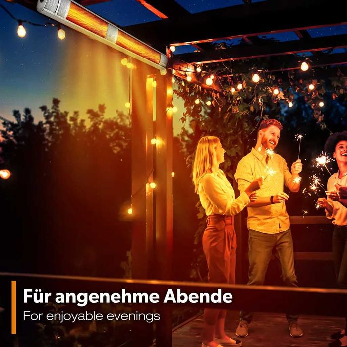 Promiennik podczerwieni TRESKO 2000W srebrny z pilotem grzejnik