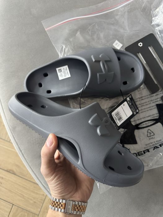 Nowe Gumowe Klapki Męskie Under Armour Szare Miękkie 40,5