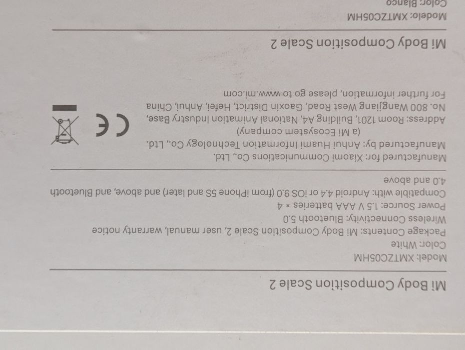 Xiaomi Balança Inteligente Mi Body Composition Scale 2