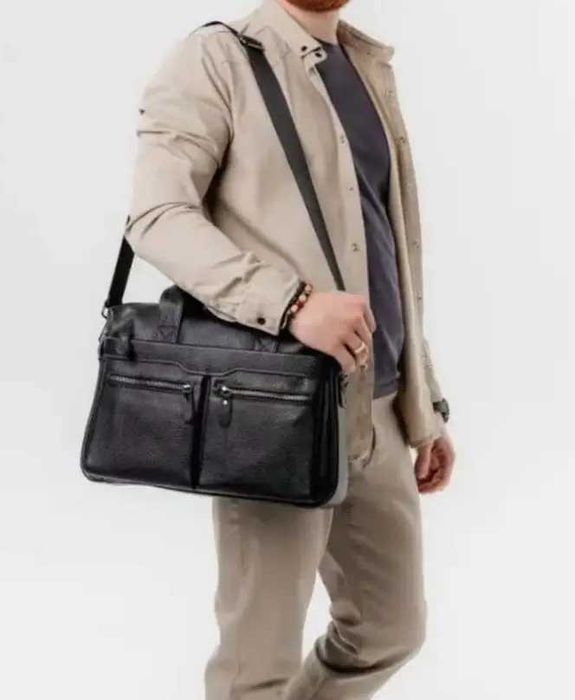 Чоловіча шкіряна сумка новий діловий портфель для документів А4 кожа