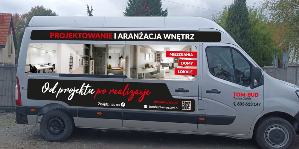 Reklama na samochód oklejanie busów witryn montaż reklam cały Wrocław