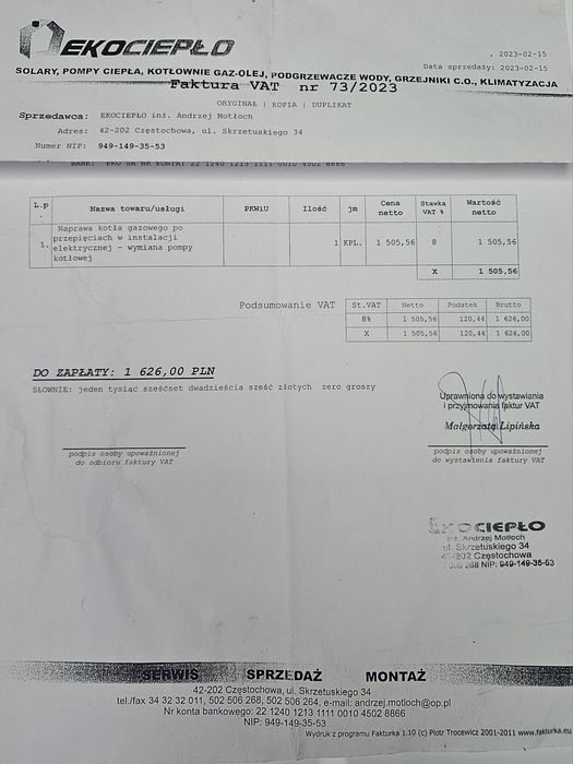 pompa immergas do pieca victrix 24kw jak nowa
