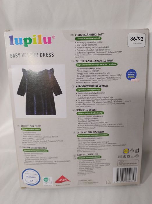 Dziecięca sukienka welurowa 86/92 granat