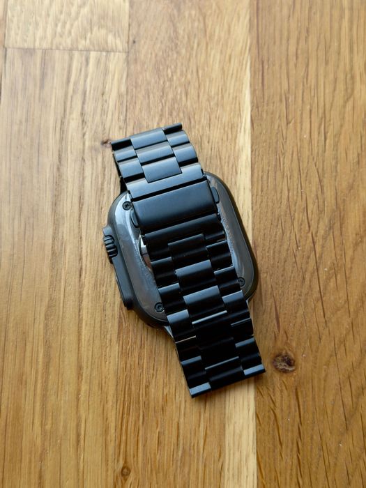 Bracelete de elos em aço preta Apple Watch 44/45/49 mm + capa Ultra