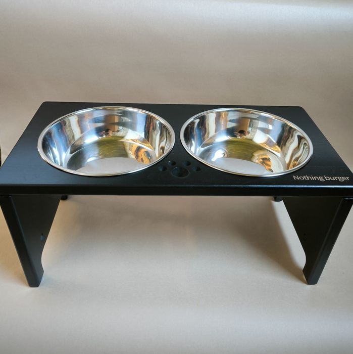 Drewniany stojak z miskami dla zwierząt psi bufet koci bufet