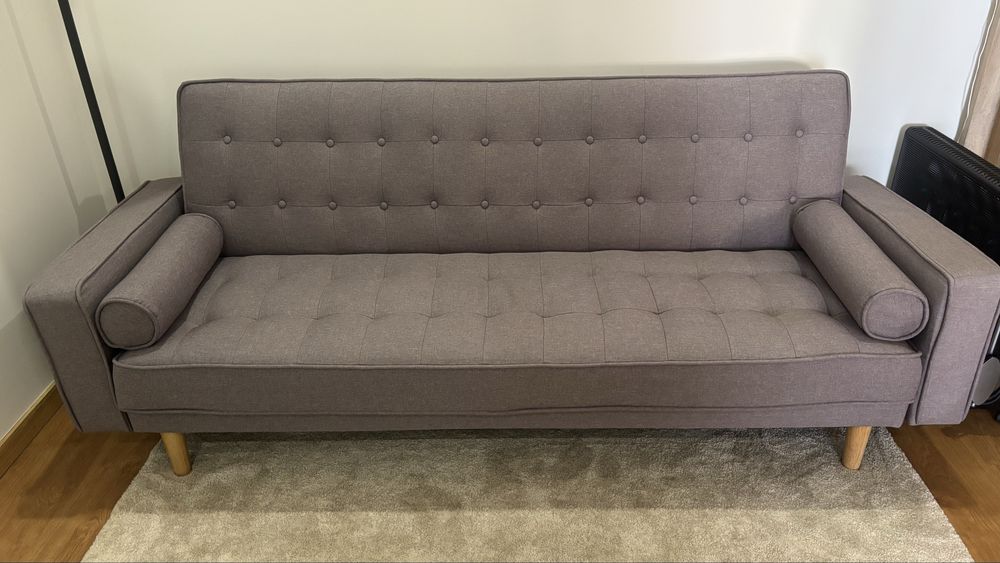 Sofa Cama Cinza Três Lugares Sklum