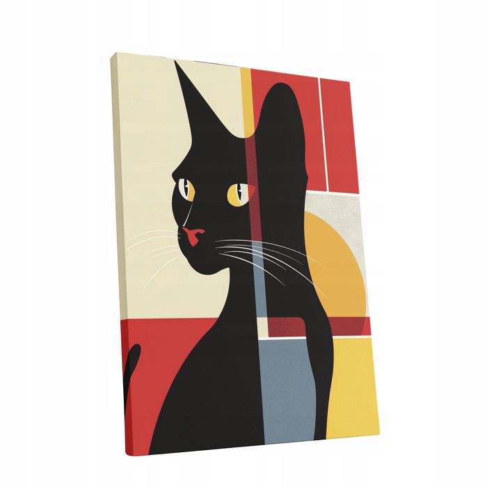Obraz Geometryczny Kot w Abstrakcji 45x60 cm na Płótnie