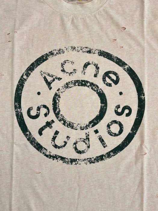 Футболка Acne Studios кремовая чорна archive кремова  distressed M L