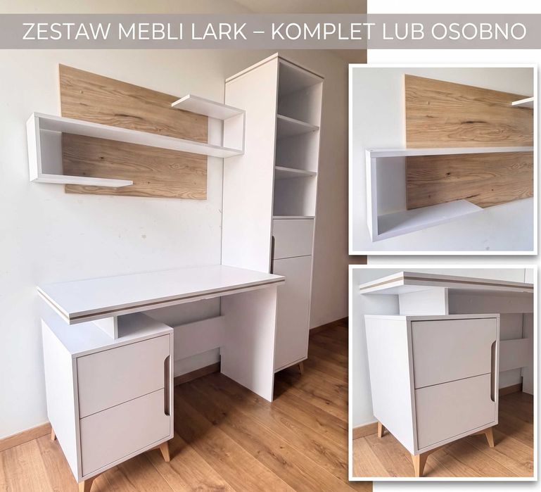 Zestaw nowoczesnych mebli Lark (Biurko + Półka + Regał)