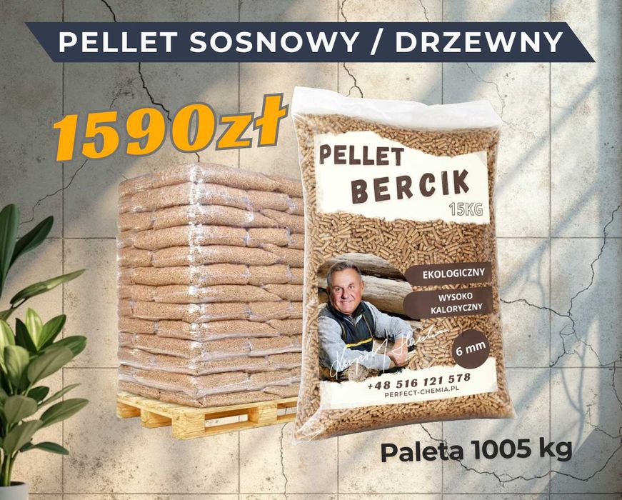 PELLET BERCIK Buk / Dąb / Sosna – Premium – Paleta 1005 KG - DOSTAWA!