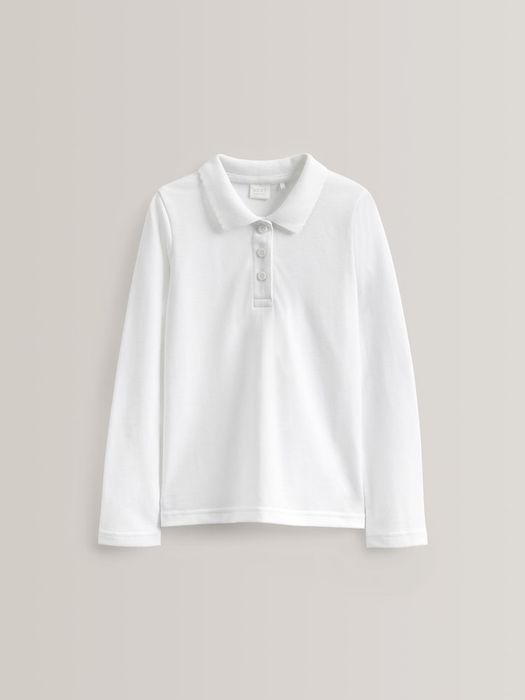 NEXT białe szkolne koszulki polo z długim rękawem 104cm