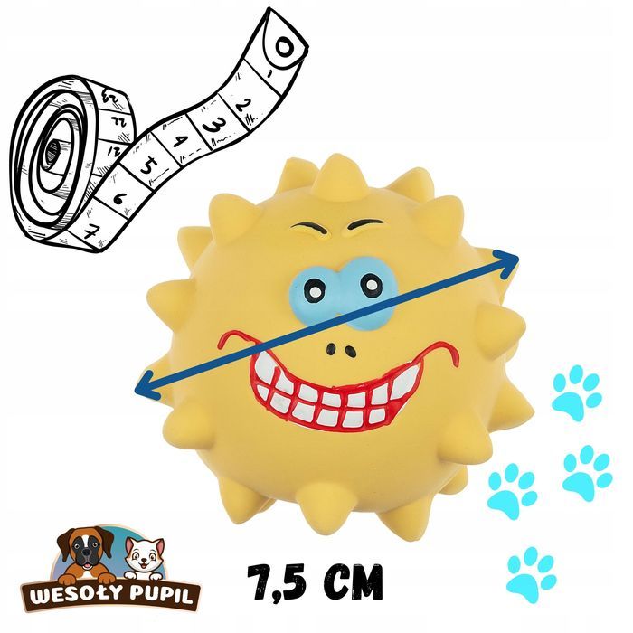 Zabawka dla psa Piłka Potworek Lateksowa z Kolcami 7,5 cm