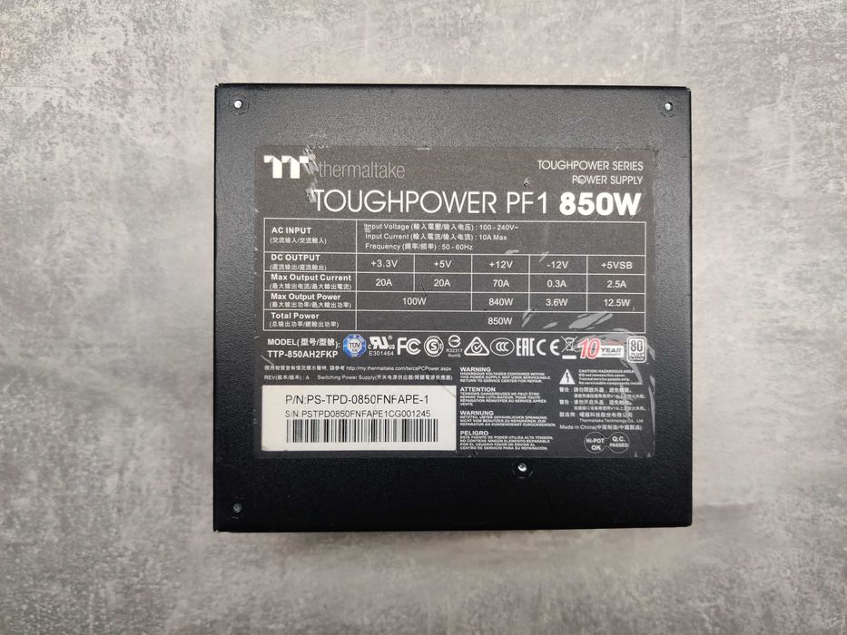 Thermaltake PF1 850W Platinum | Преміум БЖ на пломбі