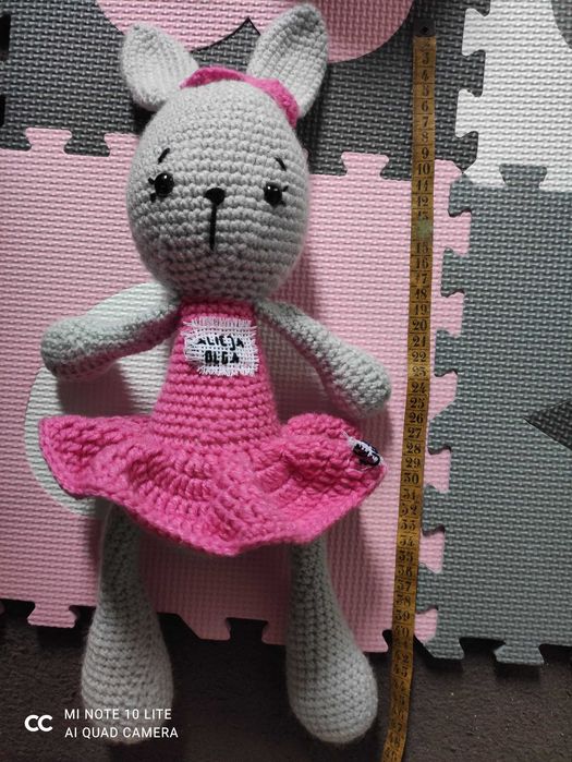 32cm króliczka, maskotka, przytulanka, handmade, na szydełku