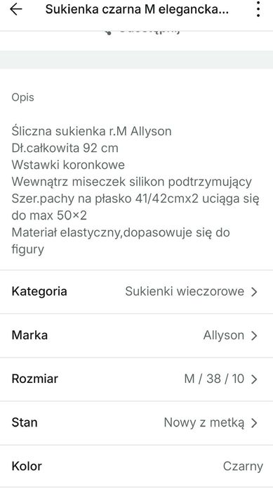 Sukienka czarna elegancka z chokerem koronką M mini ołówkowa