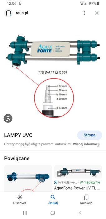 Aquaforte Lampa uv-c 40w sterylizator do akwarium basenu oczka stawu