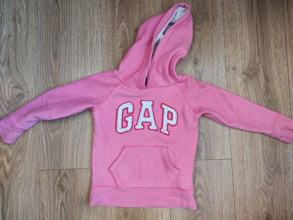 Gap różowy hoodie bluza z kapturem dla dziewczynki ciepła zima 110 cm