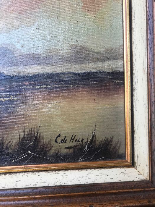 Oryginalny Obraz Olejny Dom nad Jeziorem