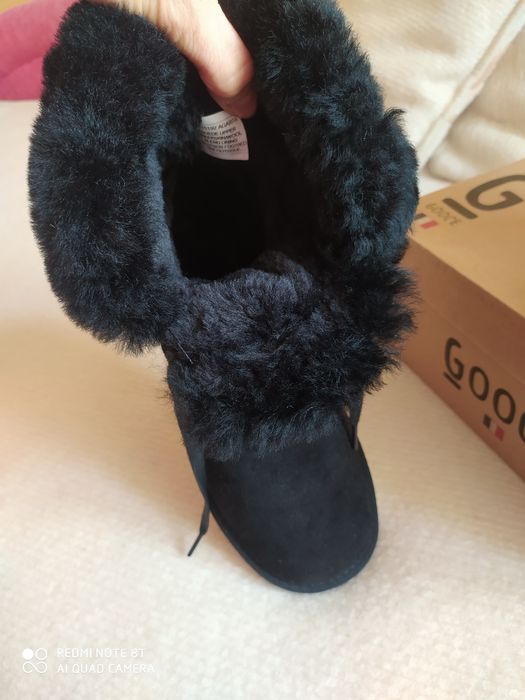42 /43  27-27,5 cm stopa GOOCE emu wełna skóra naturalna czarne