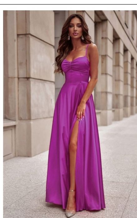 Sukienka wesele satyna fuksja