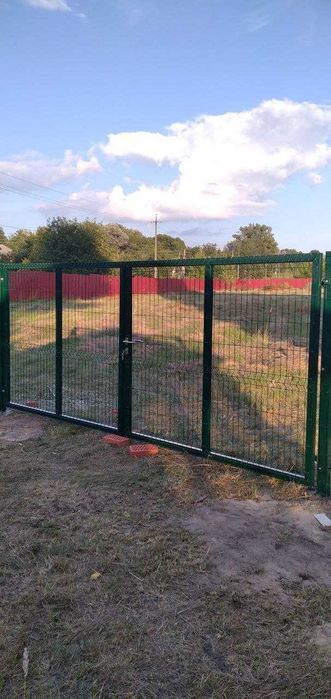 3D сітка, Металева огорожа євро паркан зелений, ворота.Монтаж під ключ