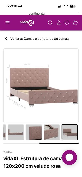 Estrutura de cama 120x200 cm veludo rosa+ colchao 120x200 cm