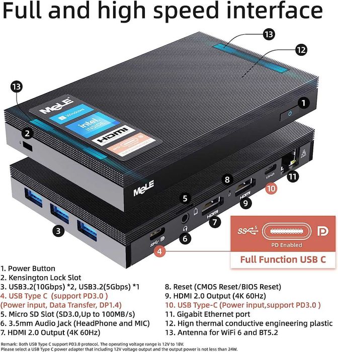 Miniaturowy komputer MeLE Quieter3C N5105 8 GB / 256 GB